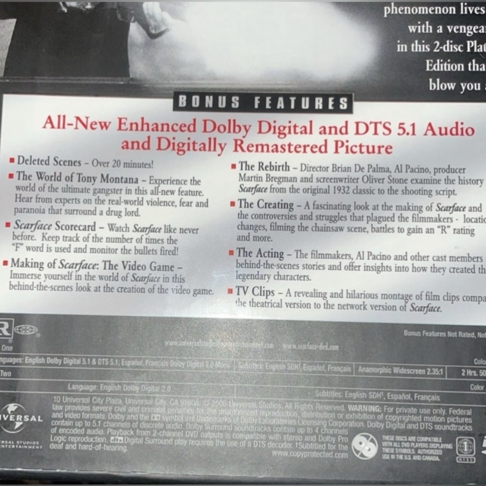 PreOwned Mob Movies TheUntouchables & ScarFace  Casino & Carlito’s Way . - Picture 9 of 16